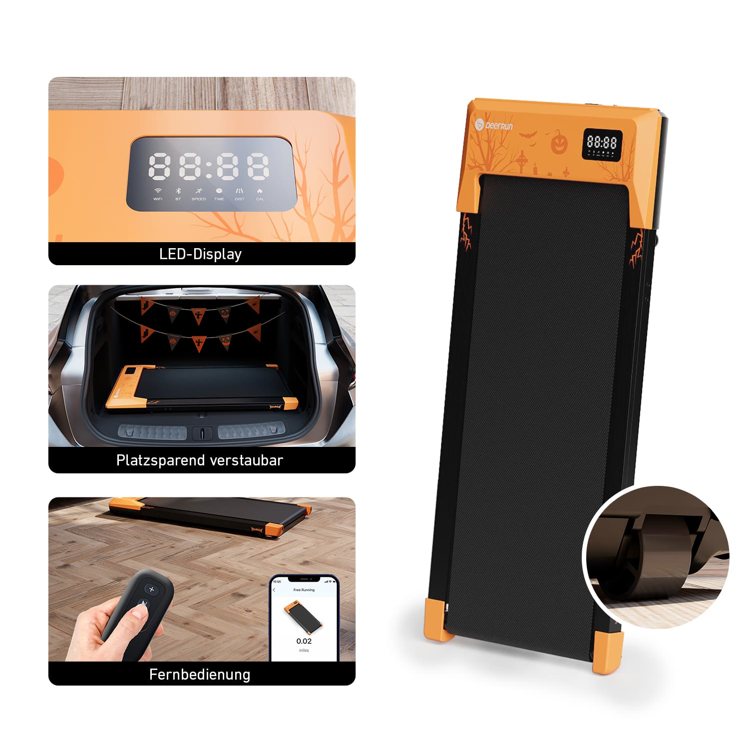 DeerRun Q1 Mini Smart Walk Laufband #Farbe_Vitalität Orange