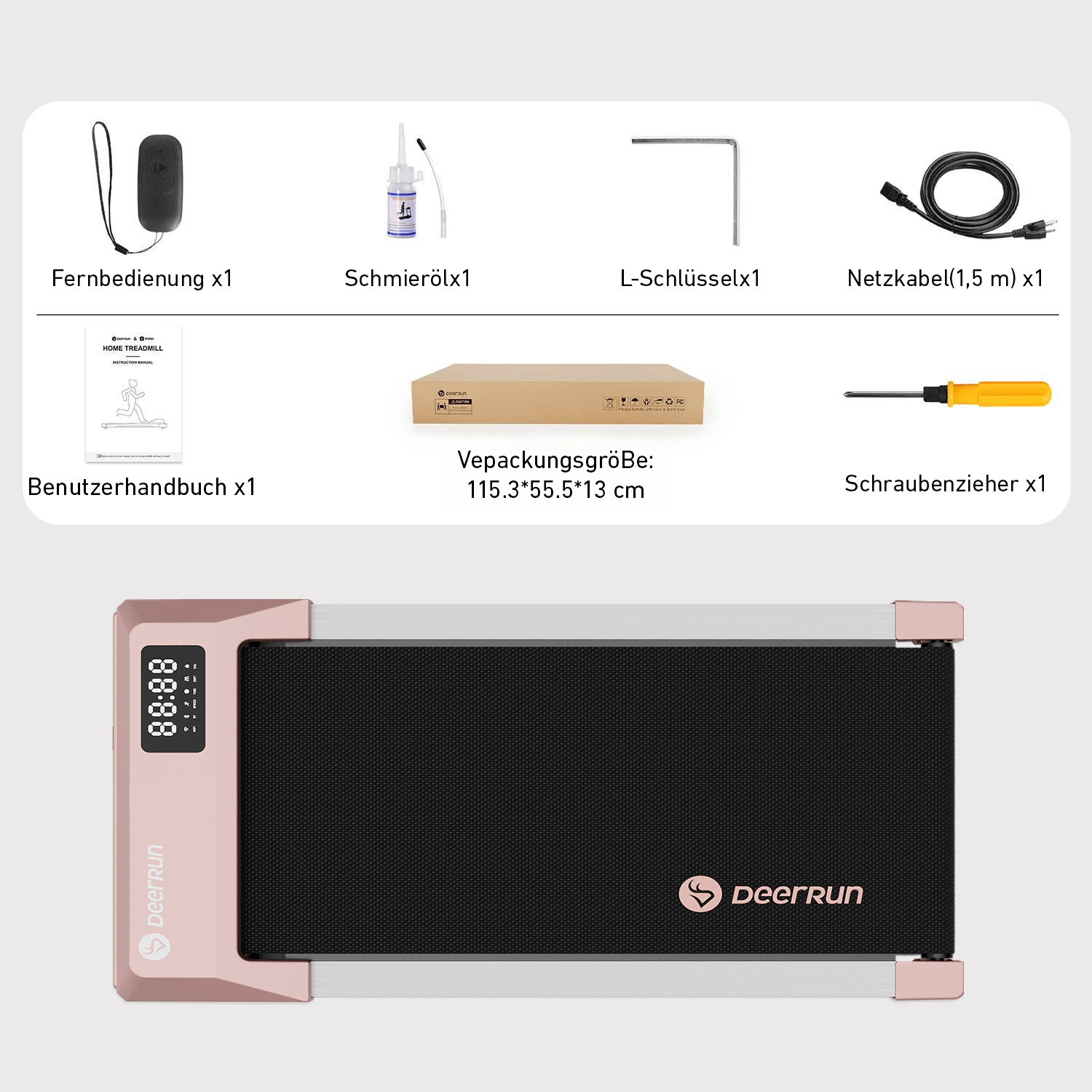 DeerRun Q1 Mini Smart Walk Laufband #Farbe_Roségold