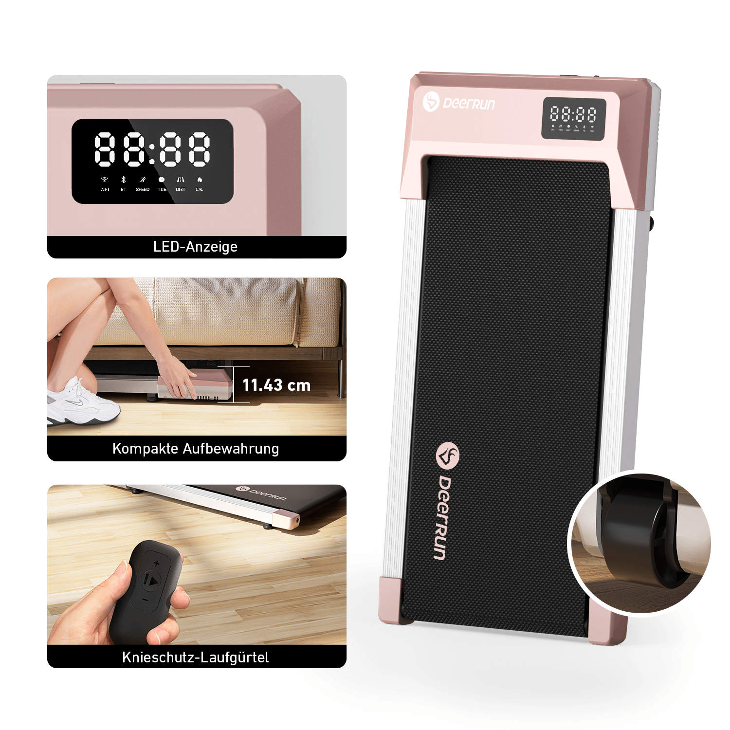 DeerRun Q1 Mini Smart Walk Laufband #Farbe_Roségold