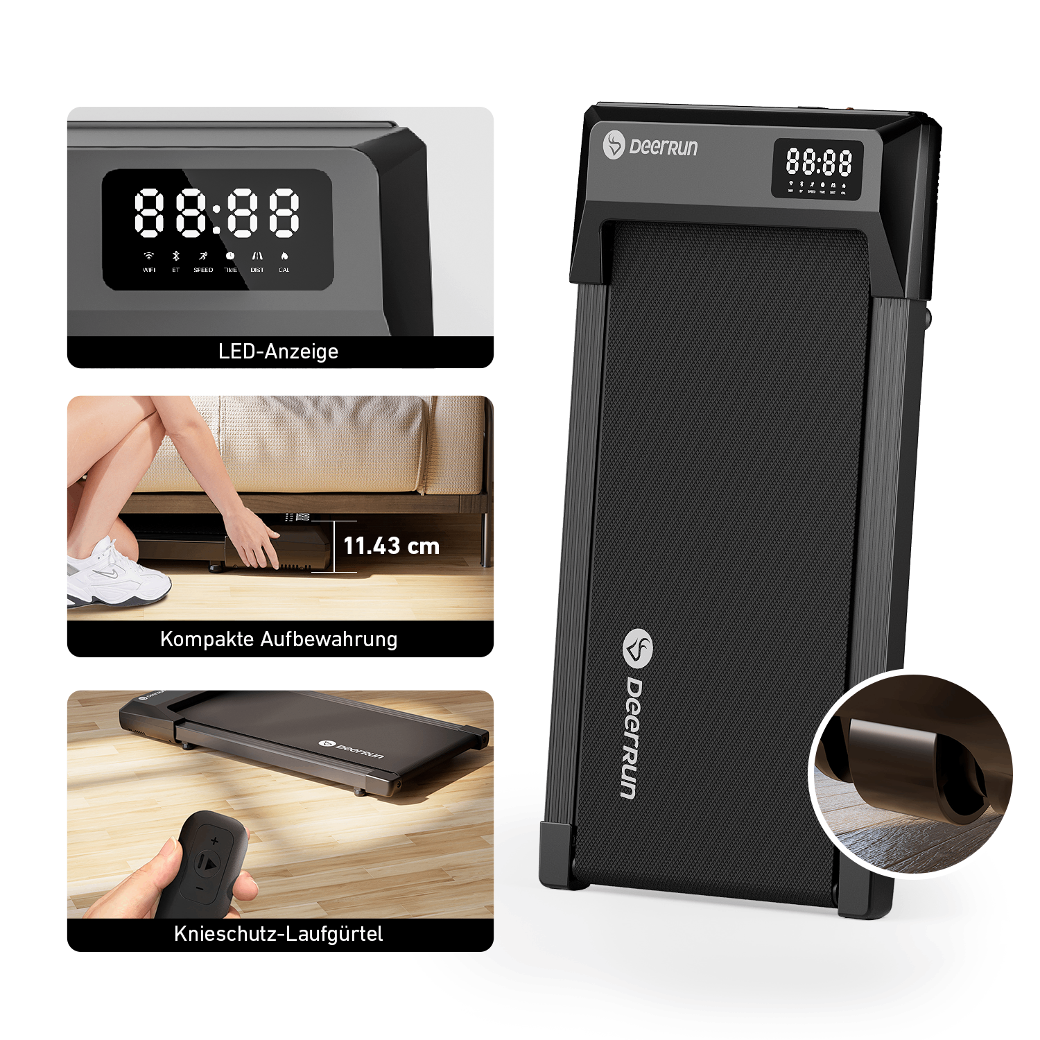 DeerRun Q1 Mini Smart Walk Laufband #Farbe_Schwarz