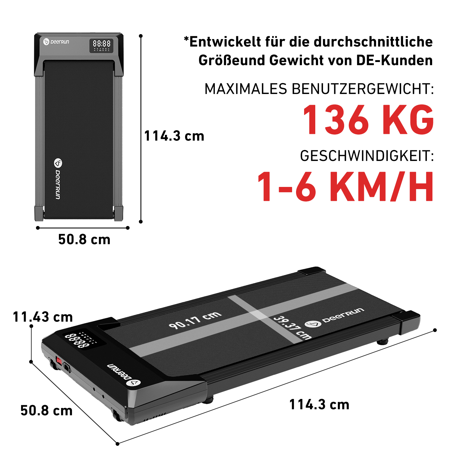 DeerRun Q1 Mini Smart Walk Laufband #Farbe_Schwarz