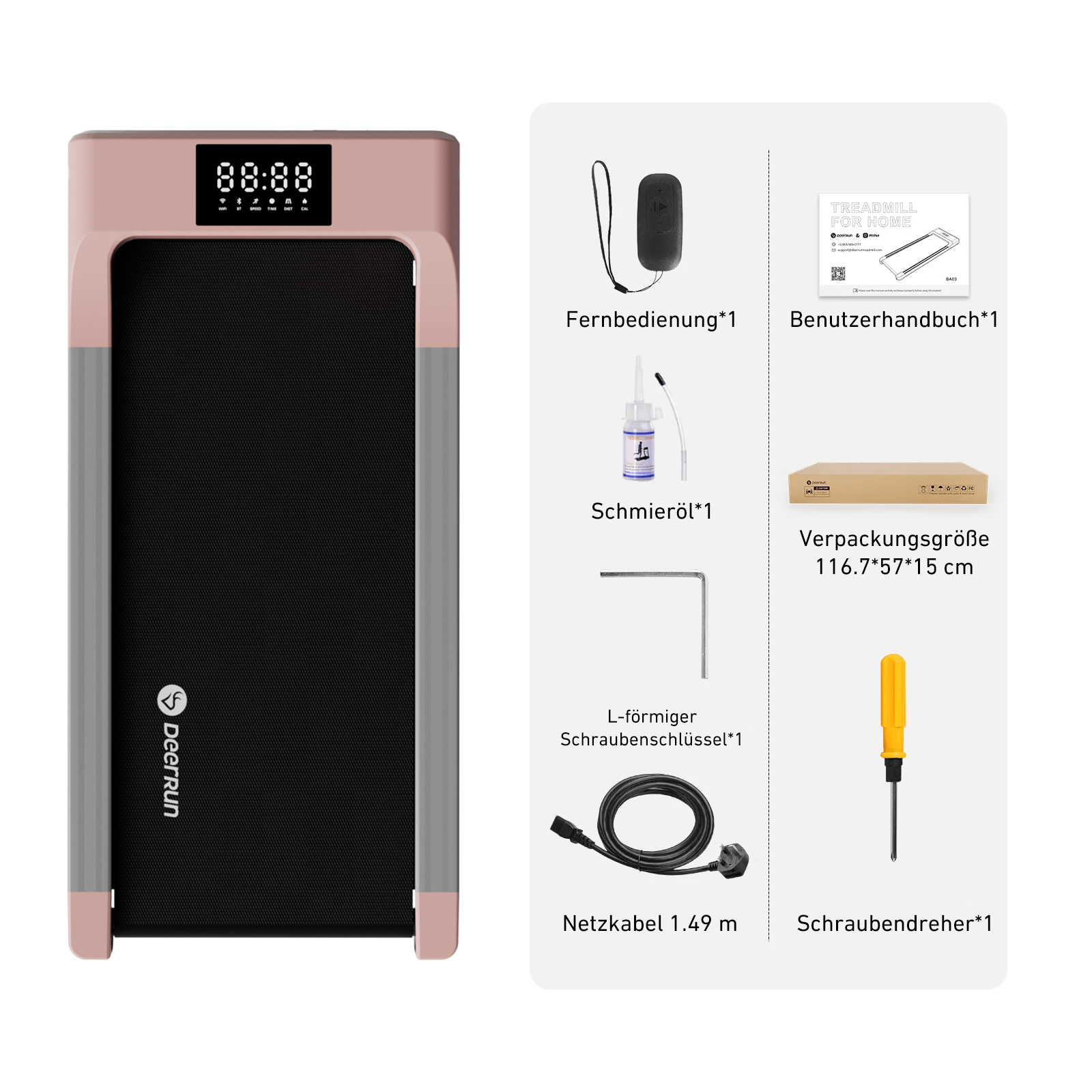 DeerRun Q1 Urban Pro Smart Walk Laufband #Farbe_Rosa