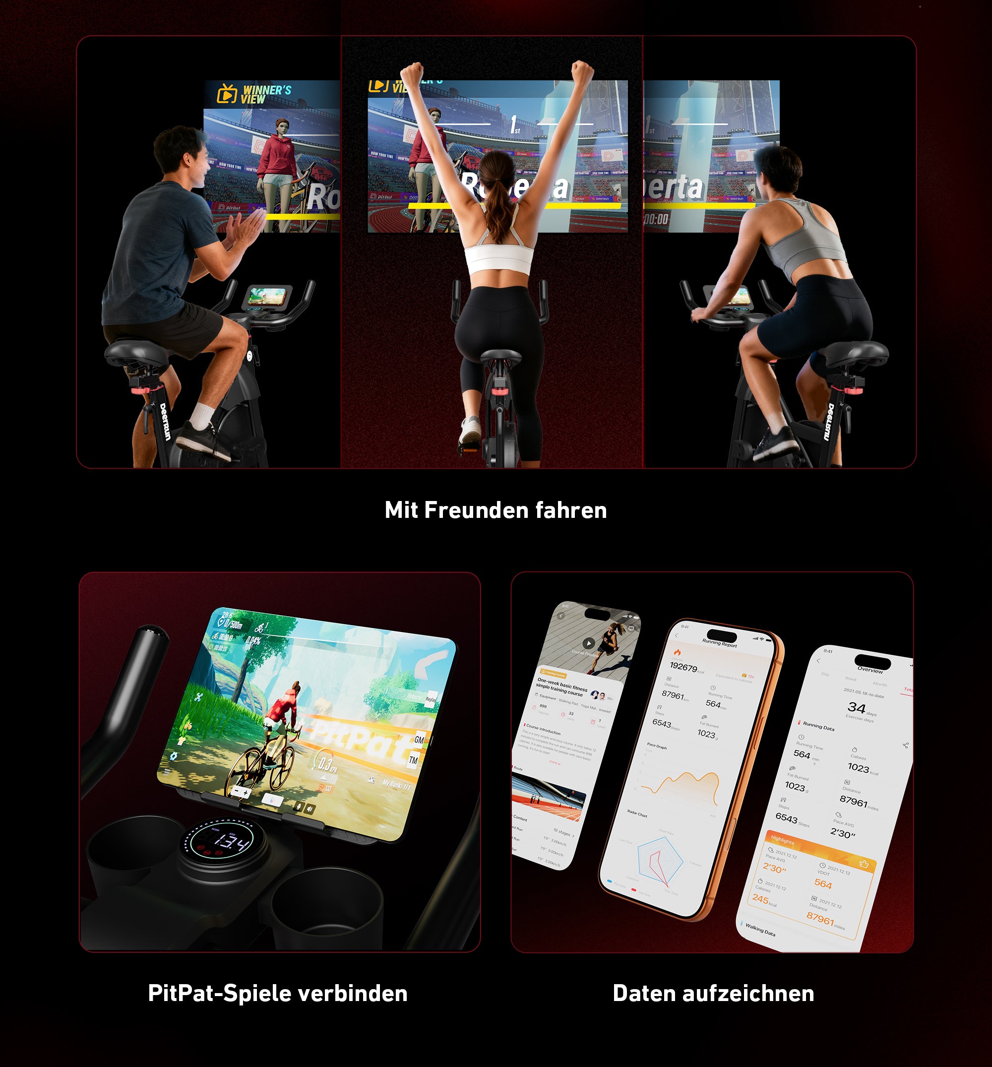 DeerRun S500 Pro Heimtrainer Fahrrad mit 32 Magnetischer Widerstand, LED-Bildschirm