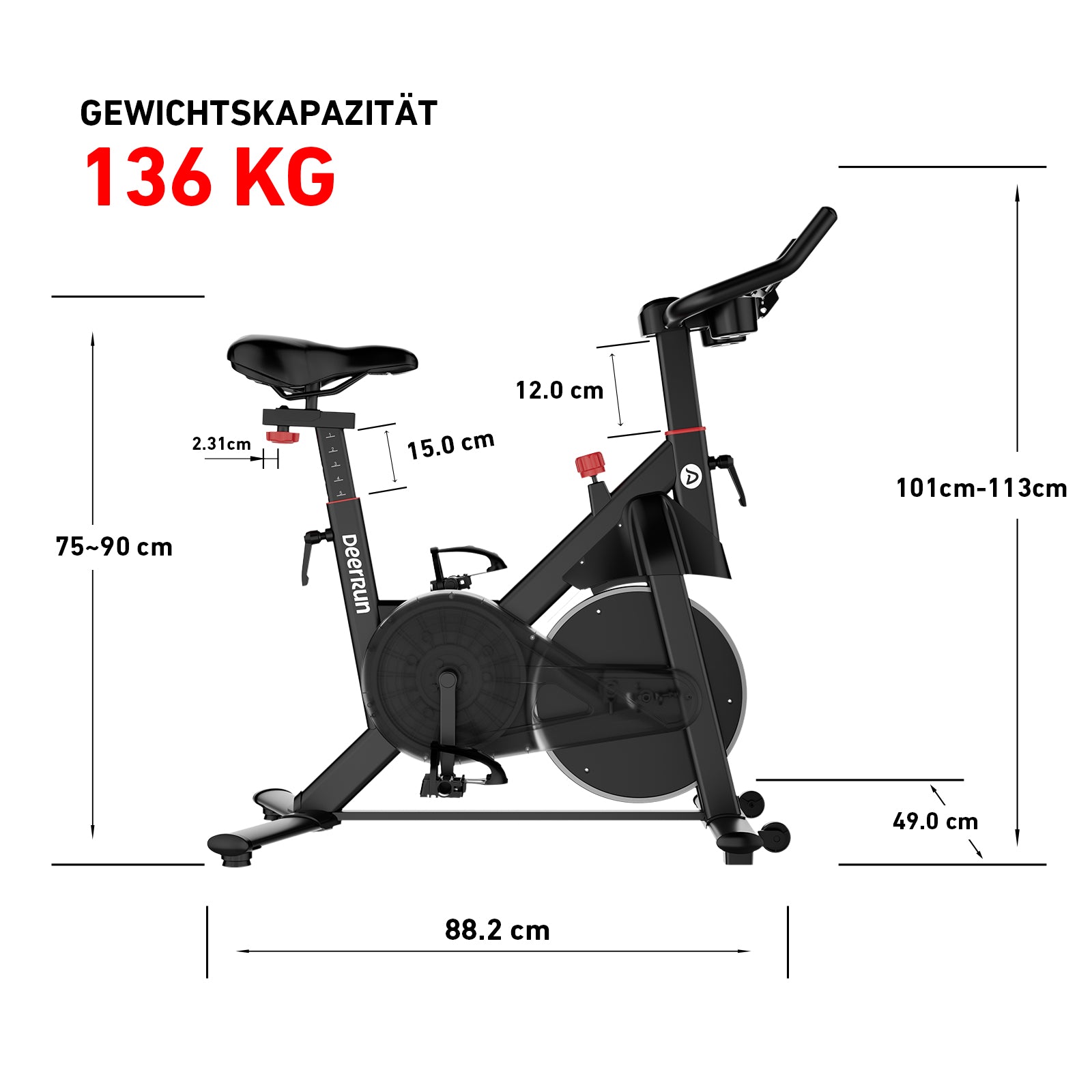 relaxdays heimtrainer fahrrad DeerRun S500 Pro Heimtrainer Fahrrad mit 32 magnetischen Widerstandsst