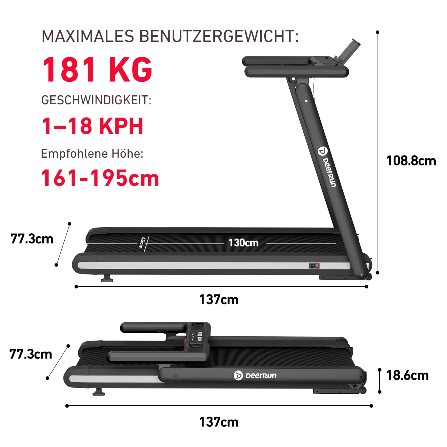 DeerRun X20 Profi Laufband mit 15_ Automatischer Steigung-18-kmh