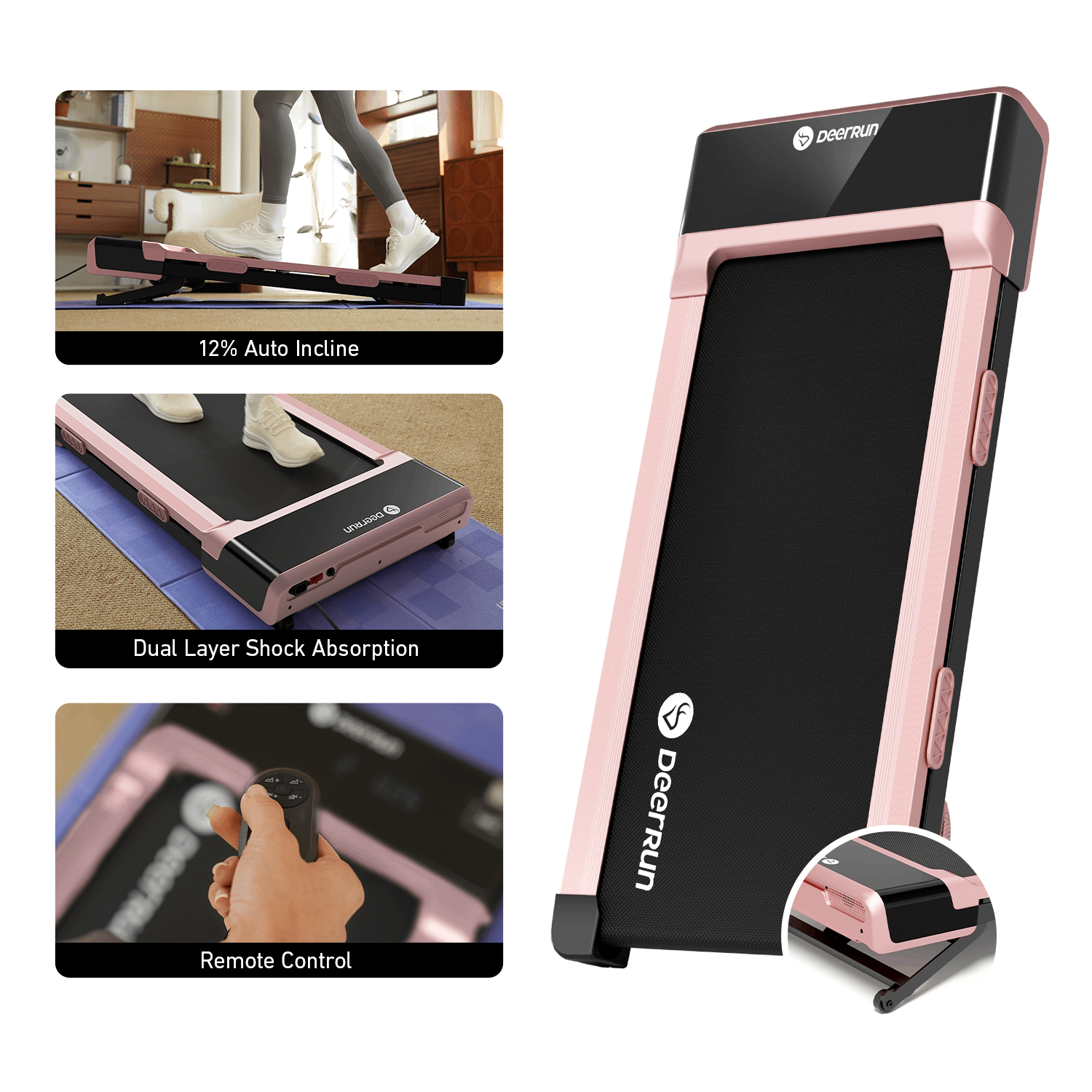DeerRun Z10 Smart Incline Laufband #Farbe_Rosa