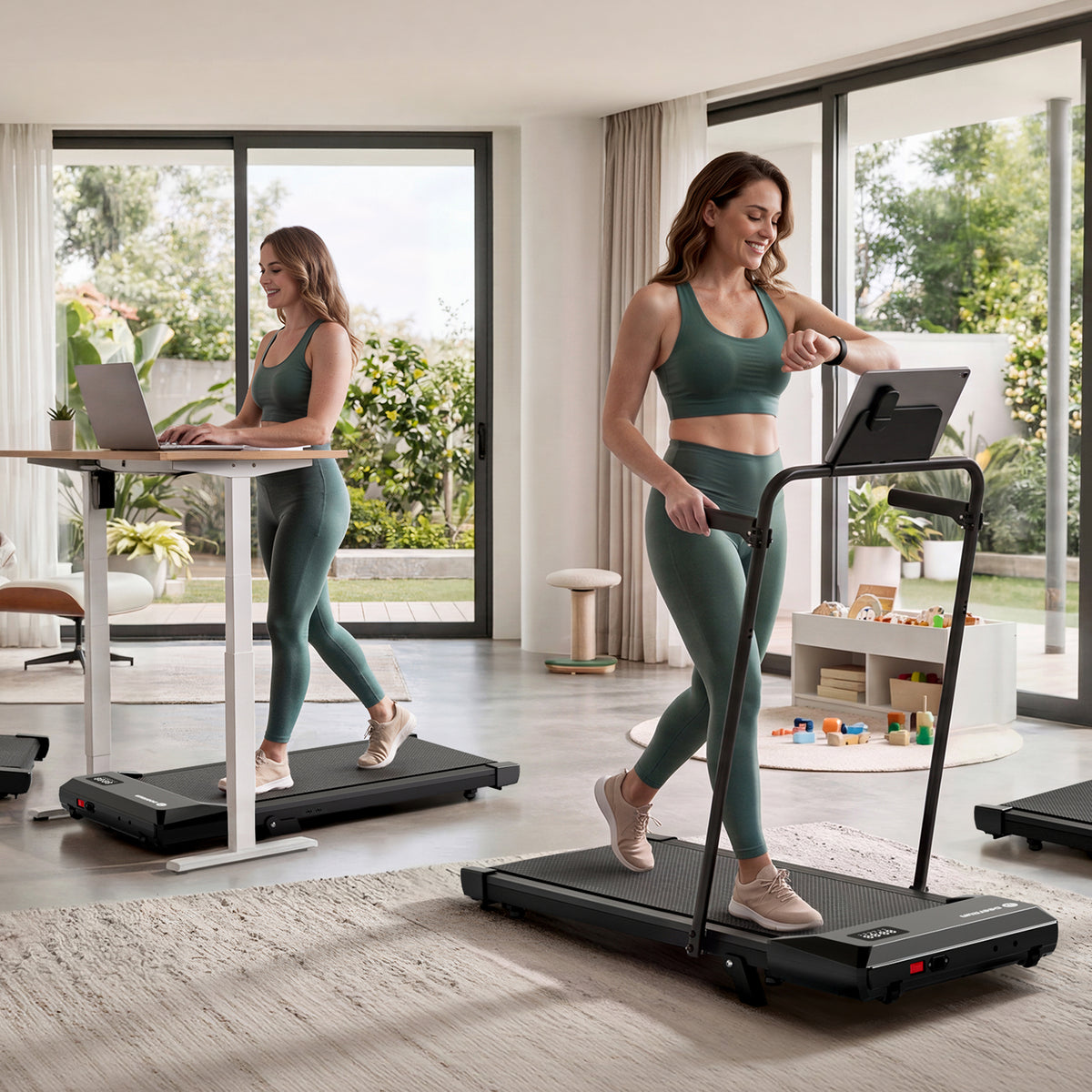 DeerRun Q2 Urban Walking Pad mit Handlauf und 7 % Steigung