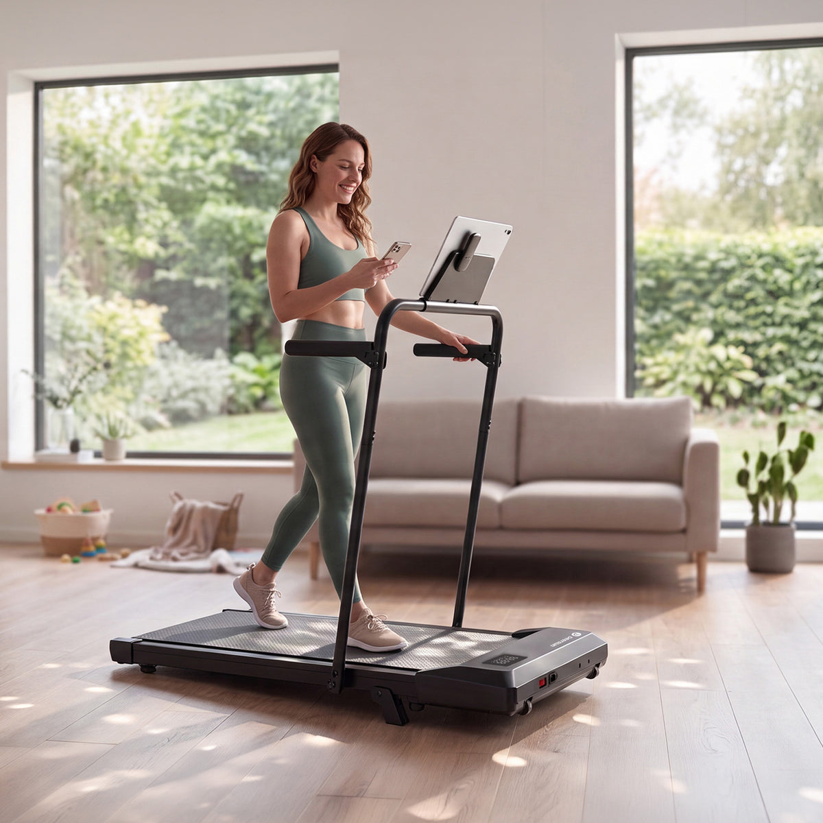 DeerRun Q2 Urban Walking Pad mit Handlauf und 7 % Steigung