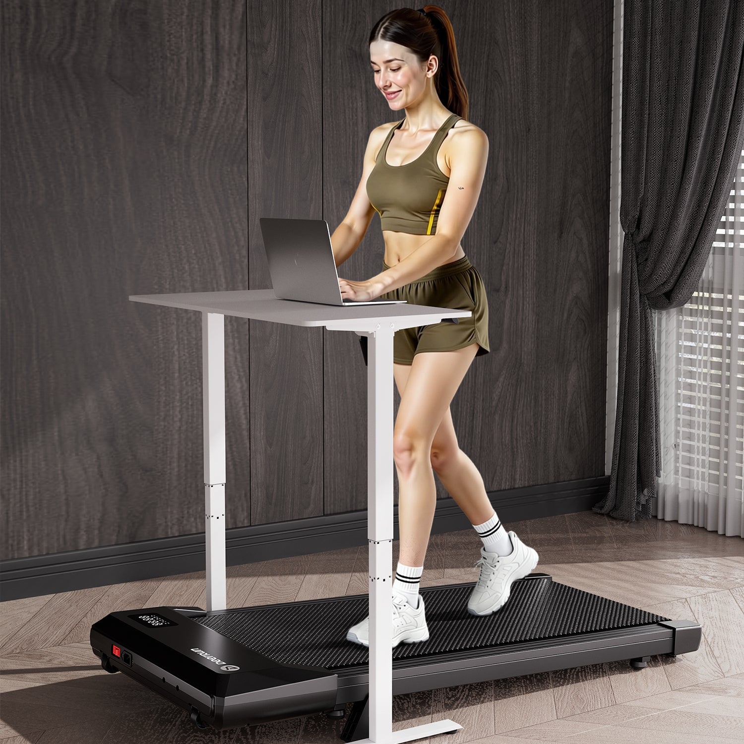 DeerRun Q2 Urban Plus Walking Pad mit 7% Steigung & platzsparendes, 1-6 km/h